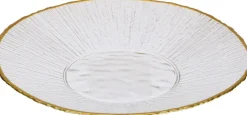 Assiette à dessert en verre avec bord doré EH