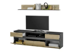 Banc TV avec étagère murale CORK