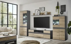 Banc TV avec étagère murale CORK