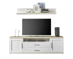 Banc TV avec étagère murale BIEL