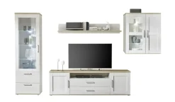 Banc TV avec étagère murale BIEL