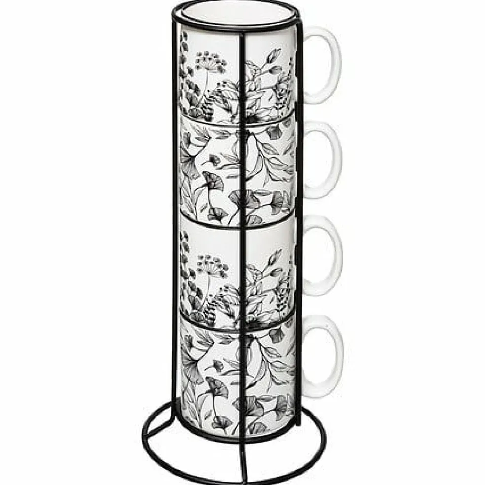 Becher Set mit Ständer FLORAL