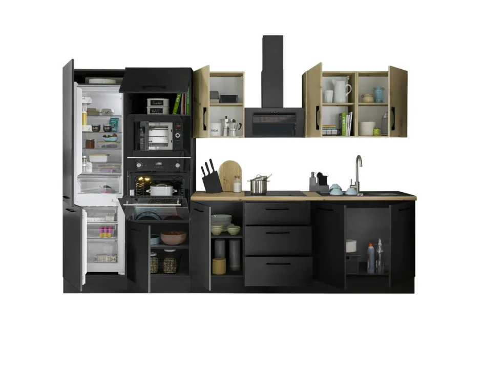 Bloc cuisine avec électroménager CORNWALL (bloc cuisine-four-réfrigérateur-micro-ondes) IV