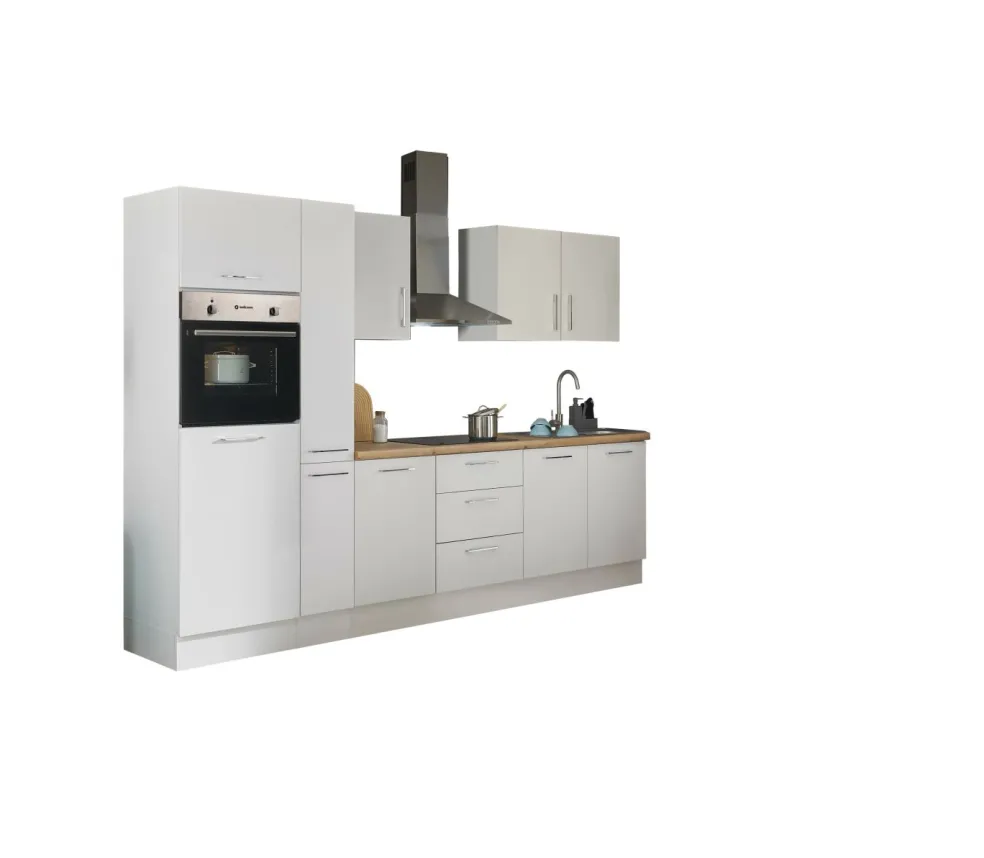 Bloc cuisine avec électroménager CORNWALL (bloc cuisine-four-réfrigérateur-armoire coulissante) I