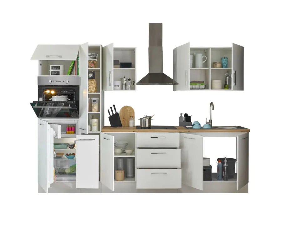 Bloc cuisine avec électroménager CORNWALL (bloc cuisine-four-réfrigérateur-armoire coulissante) I