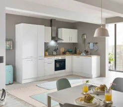 Bloc cuisine avec électroménager CORNWALL (cuisine d'angle-réfrigérateur-armoire coulissante) I-Bega BBK Sale