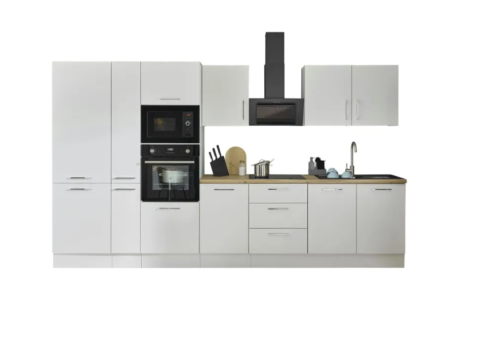 Bloc cuisine avec électroménager CORNWALL (bloc cuisine-four-réfrigérateur-micro-ondes-armoire coulissante) II