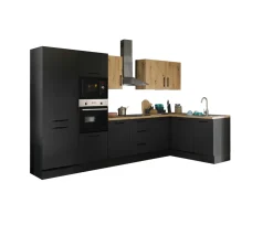 Bloc cuisine avec électroménager CORNWALL (cuisine d'angle-four-lave-vaisselle-réfrigérateur-micro-ondes) III