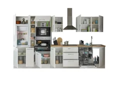 Bloc cuisine avec électroménager CORNWALL (bloc cuisine-four-lave-vaisselle-réfrigérateur-micro-ondes-armoire coulissante) I