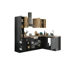 Bloc cuisine avec électroménager CORNWALL (cuisine d'angle-armoire coulissante) III-Bega BBK New