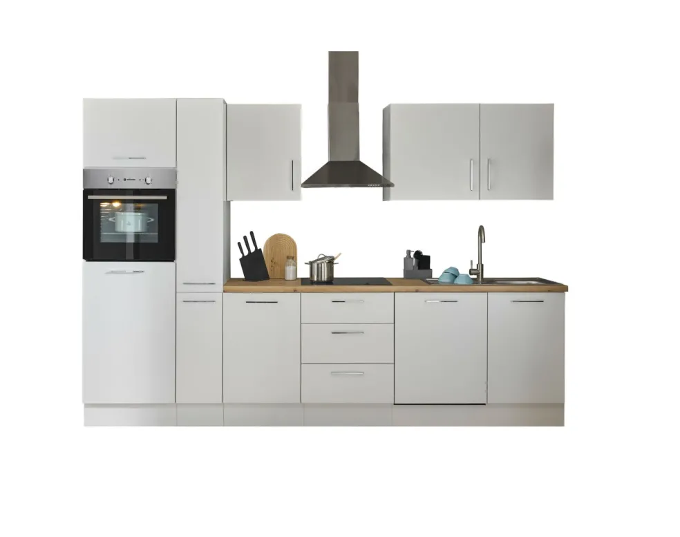 Bloc cuisine avec électroménager CORNWALL (bloc cuisine-four-lave-vaisselle-réfrigérateur-armoire coulissante) I