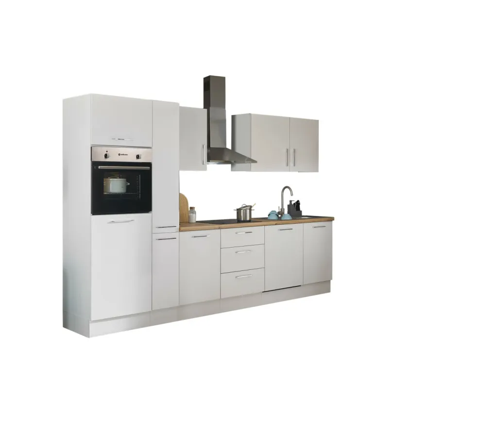 Bloc cuisine avec électroménager CORNWALL (bloc cuisine-four-lave-vaisselle-réfrigérateur-armoire coulissante) I