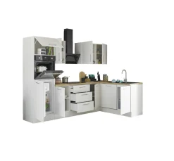 Bloc cuisine avec électroménager CORNWALL (cuisine d'angle-four-lave-vaisselle-réfrigérateur) II-Bega BBK New