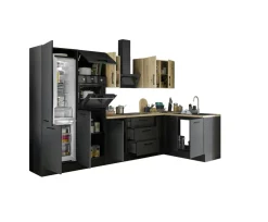 Bloc cuisine avec électroménager CORNWALL (cuisine d'angle-four-réfrigérateur) VIII