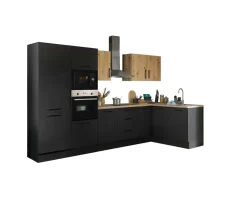 Bloc cuisine avec électroménager CORNWALL (cuisine d'angle-four-réfrigérateur-micro-ondes) III-Bega BBK