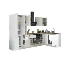 Bloc cuisine avec électroménager CORNWALL (cuisine d'angle-réfrigérateur-armoire coulissante) II-Bega BBK New