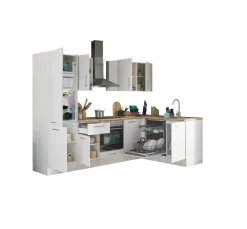 Bloc cuisine avec électroménager CORNWALL (cuisine d'angle-lave-vaisselle-réfrigérateur) I