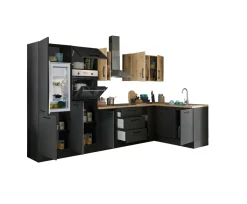 Bloc cuisine avec électroménager CORNWALL (bloc cuisine-four-lave-vaisselle-réfrigérateur) XI-Bega BBK Clearance