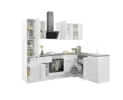 Bloc cuisine avec électroménager HASTINGS (cuisine d'angle - armoire coulissante) I