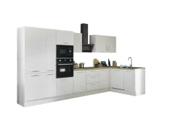 Bloc cuisine avec électroménager CORNWALL (cuisine d'angle-four-lave-vaisselle-réfrigérateur-micro-ondes-armoire coulissante) II-Bega BBK Best