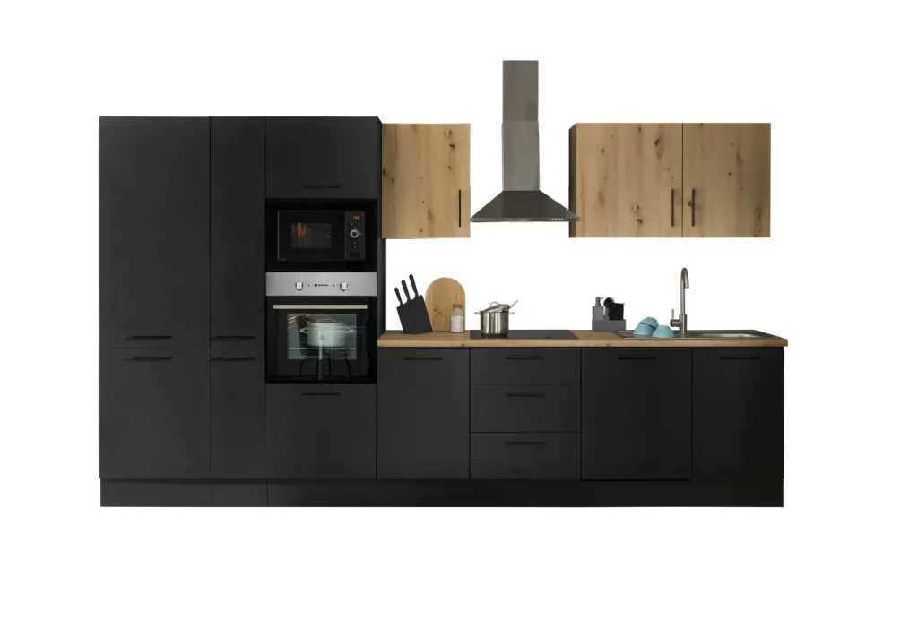 Bloc cuisine avec électroménager CORNWALL (bloc cuisine-four-lave-vaisselle-réfrigérateur-micro-ondes-armoire coulissante) III-Bega BBK New