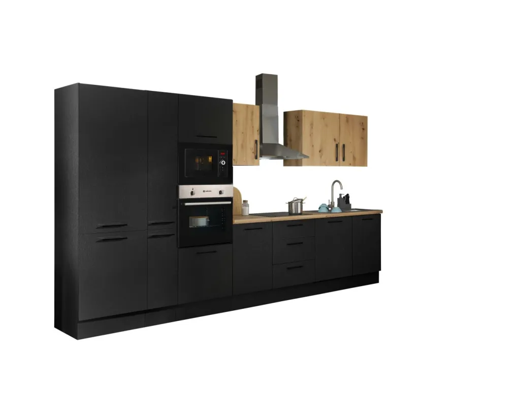 Bloc cuisine avec électroménager CORNWALL (bloc cuisine-four-lave-vaisselle-réfrigérateur-micro-ondes-armoire coulissante) III-Bega BBK New