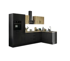 Bloc cuisine avec électroménager CORNWALL (cuisine d'angle-four-réfrigérateur-armoire coulissante) VI