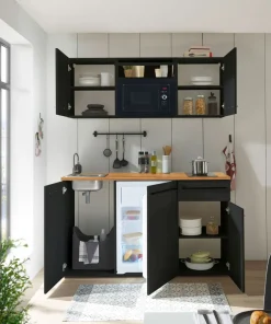 Bloc cuisine avec électroménager JAZZ SINGLE Z 160 BLACK EE