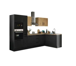 Bloc cuisine avec électroménager CORNWALL (cuisine d'angle-four-micro-ondes-armoire coulissante) III-Bega BBK Hot