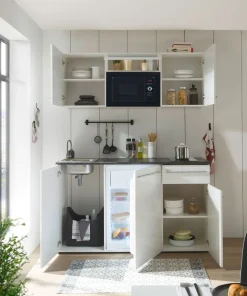 Bloc cuisine avec électroménager JAZZ SINGLE Z 160 WHITE EE-Bega BBK Clearance