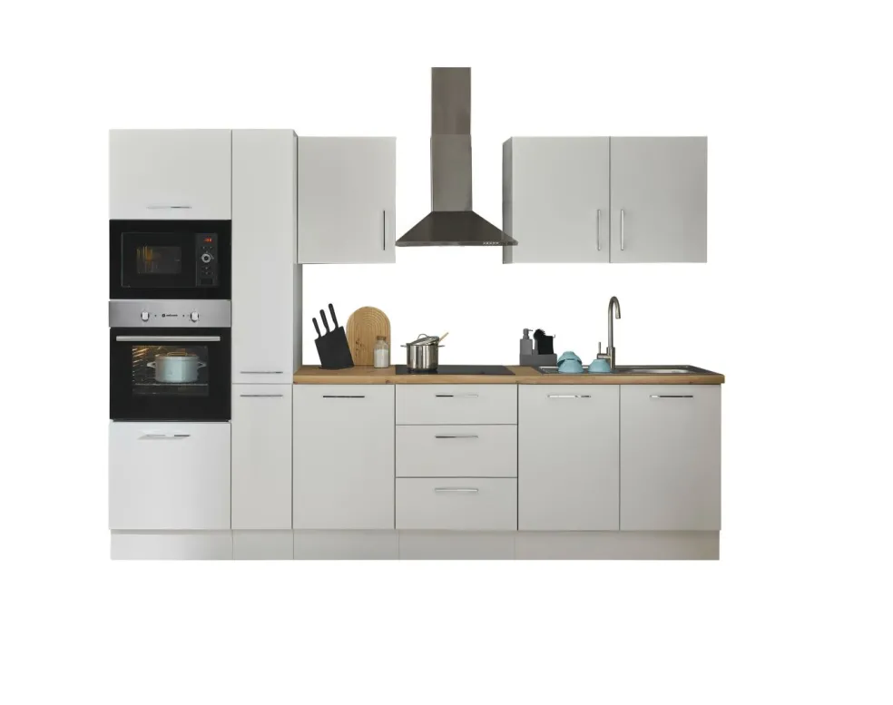 Bloc cuisine avec électroménager CORNWALL (bloc cuisine-four-micro-ondes-armoire coulissante) I