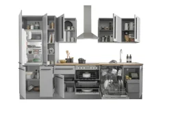 Bloc cuisine avec électroménager MANCHESTER (bloc cuisine-réfrigérateur-armoire coulissante) II