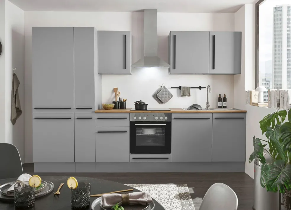 Bloc cuisine avec électroménager MANCHESTER (bloc cuisine-réfrigérateur-armoire coulissante) II