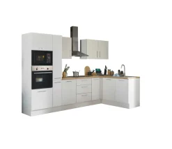 Bloc cuisine avec électroménager CORNWALL (cuisine d'angle-four-micro-ondes-armoire coulissante) I-Bega BBK Hot