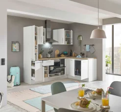 Bloc cuisine avec électroménager CORNWALL (cuisine d'angle-armoire coulissante) I-Bega BBK Discount