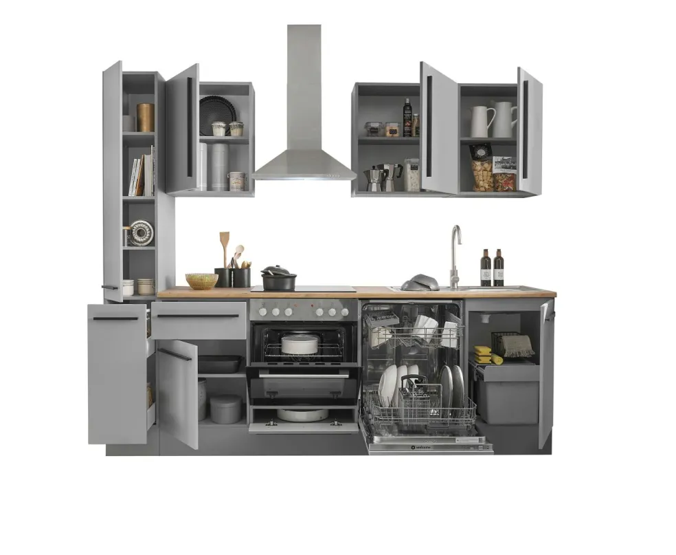 Bloc cuisine avec électroménager MANCHESTER (bloc cuisine-armoire coulissante) I