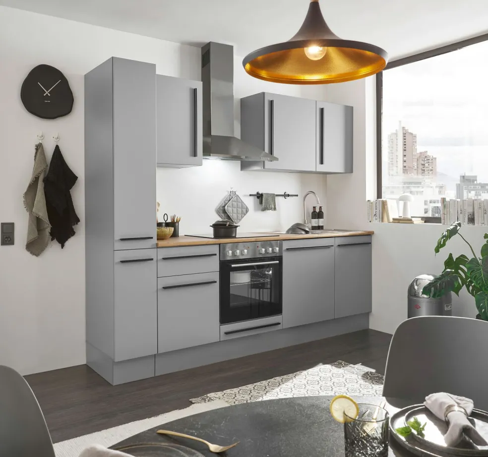 Bloc cuisine avec électroménager MANCHESTER (bloc cuisine-armoire coulissante) I