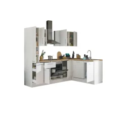 Bloc cuisine avec électroménager CORNWALL (cuisine d'angle-armoire coulissante-lave-vaisselle) I-Bega BBK Outlet