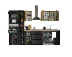 Bloc cuisine avec électroménager CORNWALL (bloc cuisine-four-lave-vaisselle-micro-ondes-armoire coulissante) III-Bega BBK Sale