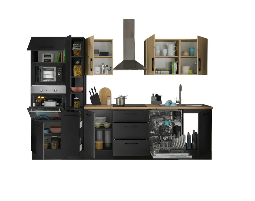 Bloc cuisine avec électroménager CORNWALL (bloc cuisine-four-lave-vaisselle-micro-ondes-armoire coulissante) III-Bega BBK Sale