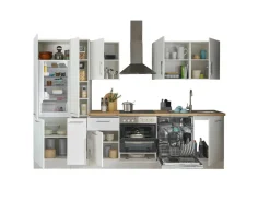 Bloc cuisine avec électroménager CORNWALL (bloc cuisine-lave-vaisselle-réfrigérateur-armoire coulissante) I