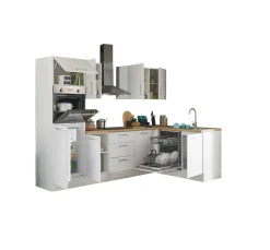 Bloc cuisine avec électroménager CORNWALL (cuisine d'angle-four-lave-vaisselle-réfrigérateur) I-Bega BBK Discount