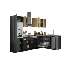 Bloc cuisine avec électroménager CORNWALL (cuisine d'angle-lave-vaisselle-réfrigérateur) III-Bega BBK Discount