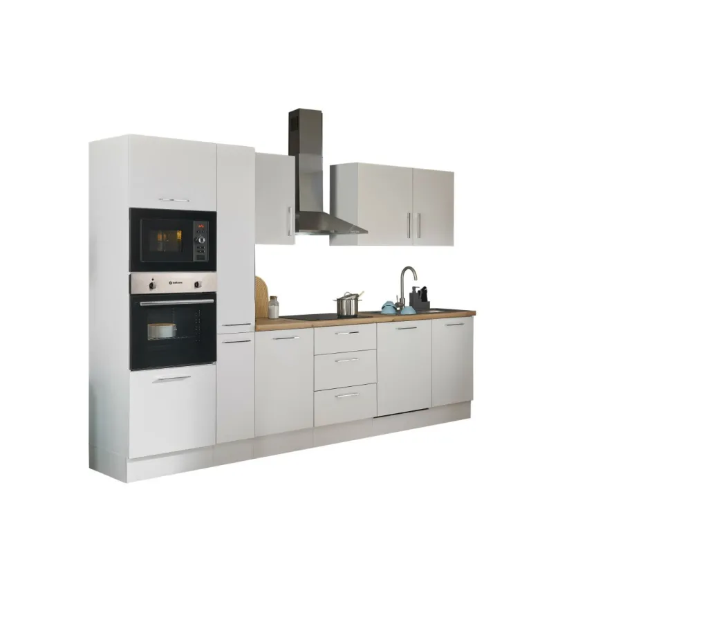 Bloc cuisine avec électroménager CORNWALL (bloc cuisine-four-lave-vaisselle-micro-ondes-armoire coulissante) I-Bega BBK