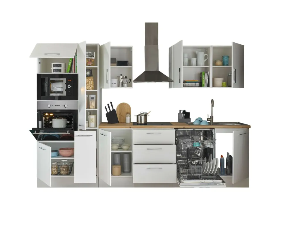 Bloc cuisine avec électroménager CORNWALL (bloc cuisine-four-lave-vaisselle-micro-ondes-armoire coulissante) I-Bega BBK