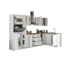 Bloc cuisine avec électroménager CORNWALL (cuisine d'angle-four-lave-vaisselle-réfrigérateur) III-Bega BBK New