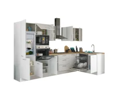 Bloc cuisine avec électroménager CORNWALL (cuisine d'angle-four-lave-vaisselle-réfrigérateur-micro-ondes) I-Bega BBK Clearance