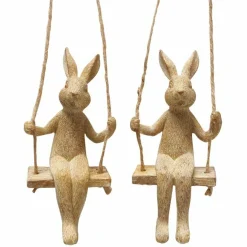 Décoration à suspendre lièvre sur balançoire HOPPI