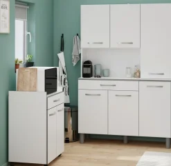 Ensemble buffet de cuisine et desserte à roulettes SEATTLE 1