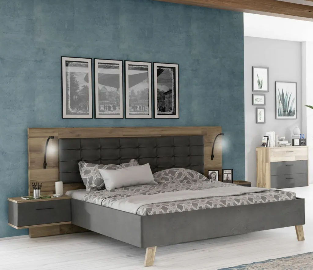 Ensemble lit et chevets RICCIANO-Forte Discount